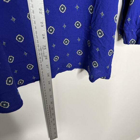 Free People Top Womens Large Blue Collared Button Up Office Career Flowy - Picture 12 of 12